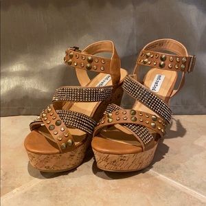 Brown rhinestone wedges
